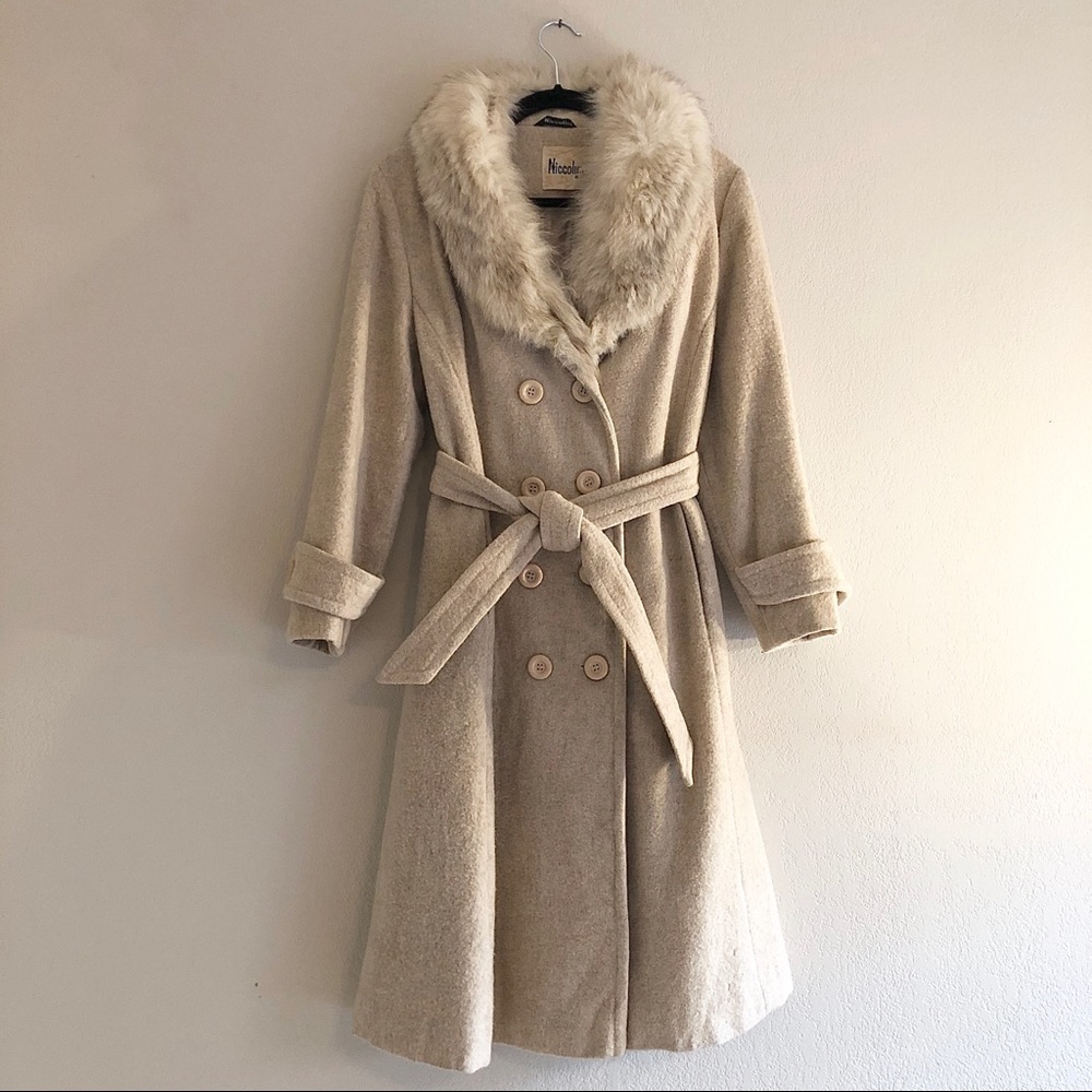 Niccolini Fur Collar Longline Peacoat
